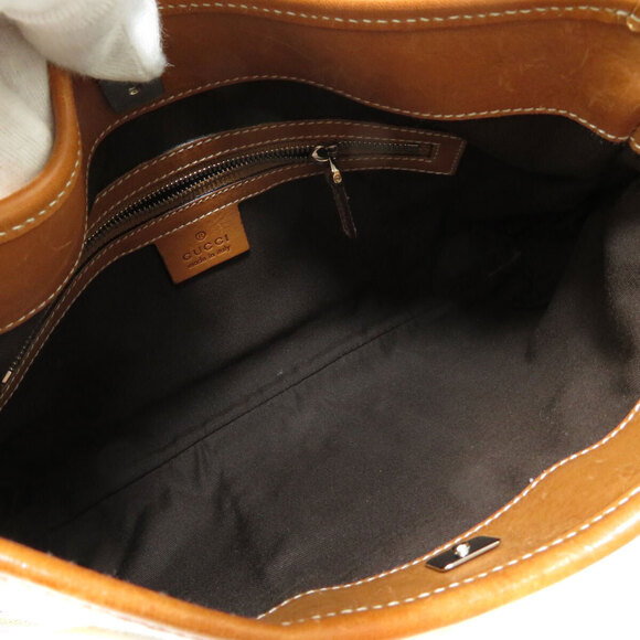 Gucci Logo Handbag Canvas Calf Leather - Picture 5 of 10